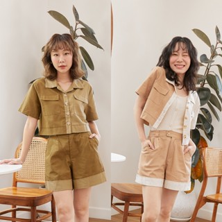 🍎 ลด45.-โค้ดWYQESS🍋nature.bkk - STN1113 reagan half set ชุดเซ็ตคัตติ้ง 2 สี (ได้ทั้ง 2 ชิ้น เสื้อ+กางเกง)