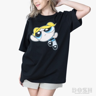 DOSH OVERSIZED SHORT SLEEVE T-SHIRTS POWERPUFF GIRLS เสื้อยืดโอเวอร์ไซส์ ผู้หญิง DPGWT1000-BL