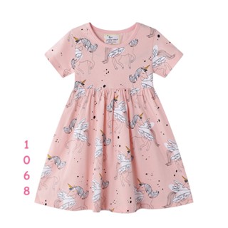 Dress-1068 ชุดกระโปรงเด็กผู้หญิงสีชมพูลายม้ายูนิคอร์น