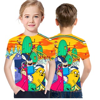 Adventure Time เสื้อยืดลําลอง แขนสั้น พิมพ์ลายแอนิเมชั่น 3D สไตล์สตรีท แฟชั่นฤดูร้อน สําหรับเด็กผู้ชาย และเด็กผู้หญิง