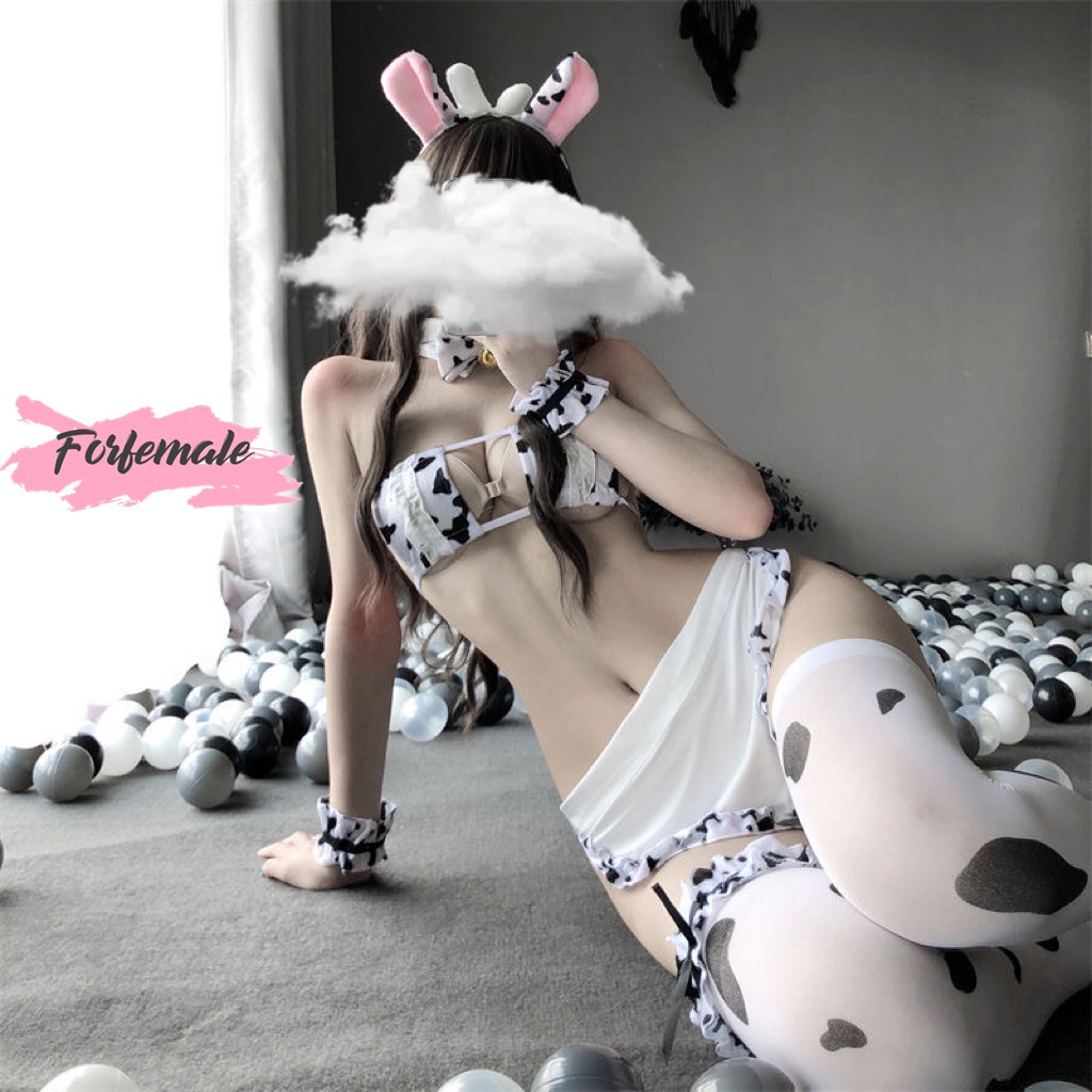 Forfemale ชุดชั้นในเซ็กซี่ ชุดบิกินี่ แบบวัว ชุดคอสเพลยวัว ขนาดเครื่องแบบ 40-65kg พร้อมส่งจากไทย（F13