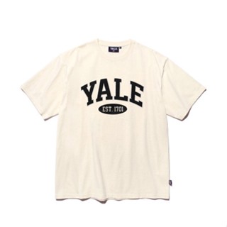 Yale เสื้อยืดลําลอง แขนสั้น คอกลม ลายโลโก้ ใส่สบาย สีพื้น สําหรับเล่นกีฬา