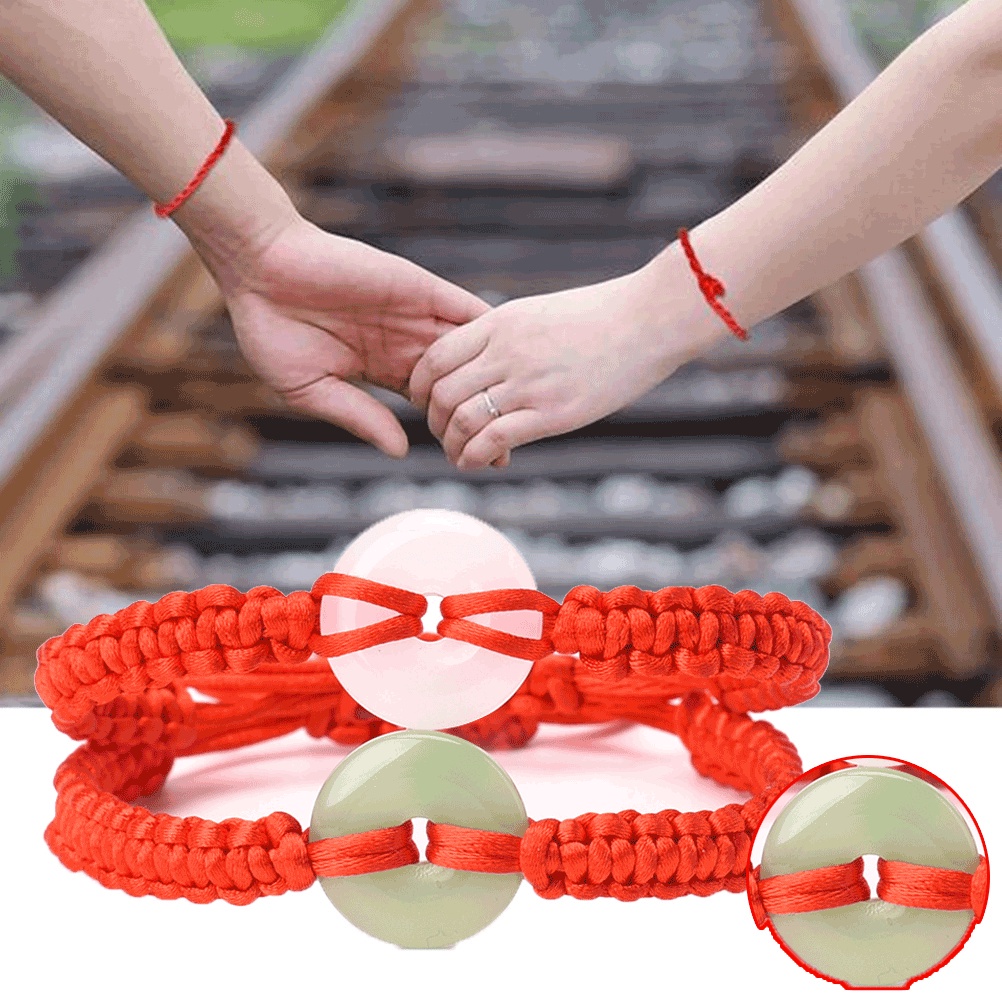 [Lover] สร้อยข้อมือ แฮนด์เมด สีแดง สําหรับการป้องกัน สร้อยข้อมือ โชคดี / เข็มกลัดหยกปลอม เพื่อความปลอดภัย กําไลนําโชค