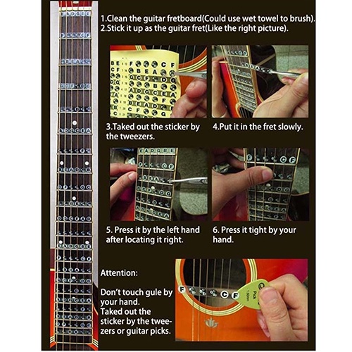 [B_398] Guitar Fretboard Note Decals Frets Map Sticker Beginner Learner #6