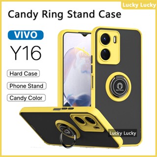 หรูเคส VIVO Y16 Y15s Y15a Y11 Y12 Y15 Y17 Y19 Y20 Y21 Y22 Y22s Y33s Y35  หรา ที่วางแหวนอะครีลิคแบบแข็ง เคส กันกระแทก รองรับรถ ที่วางแม่เหล็ก ที่วางโทรศัพท์ ขาตั้งนิ้ว ปกป้องกล้อง