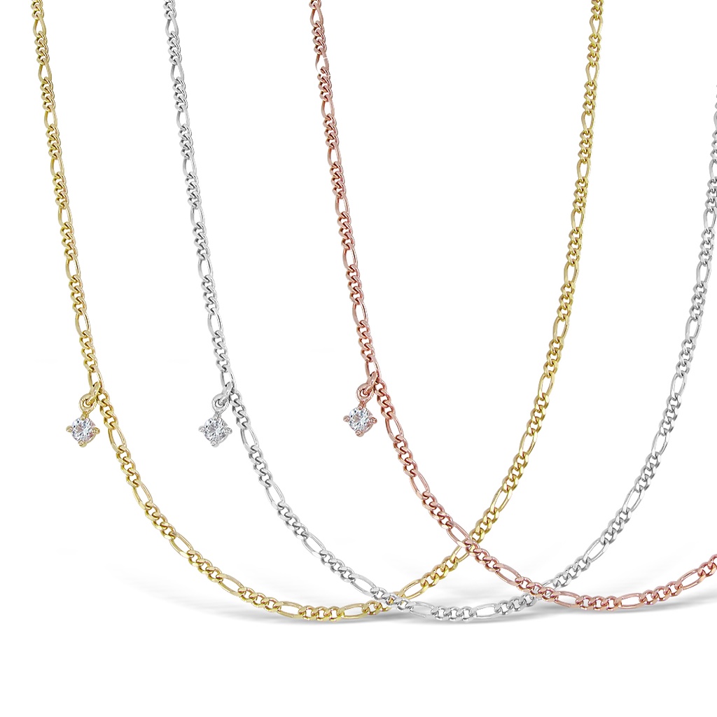 Mizuchol สร้อย Bubbling Champagne Necklace (Stackable) ประดับพลอย White Topaz (เฉพาะสร้อยและจี้ Whit