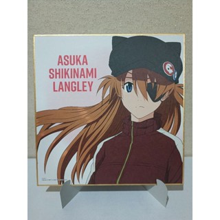 แท้ Shikishi ตำหนิ ภาพแข็ง + ขาตั้งกระดาษแข็ง Asuka Shikinami Langley EVANGELION Ichiban Kuji by Bandai