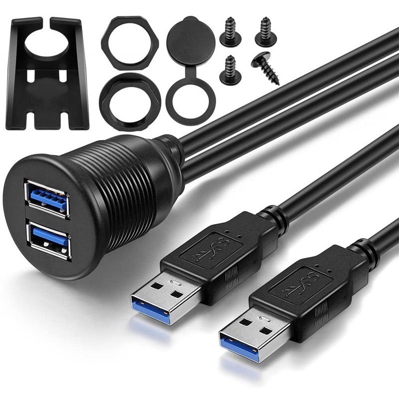 แดชบอร์ดรถ Flush Mount USB Dock อะแดปเตอร์แผงแดชบอร์ด 3.0 พอร์ตชายหญิงสายขยายสําหรับรถจักรยานยนต์เรือ