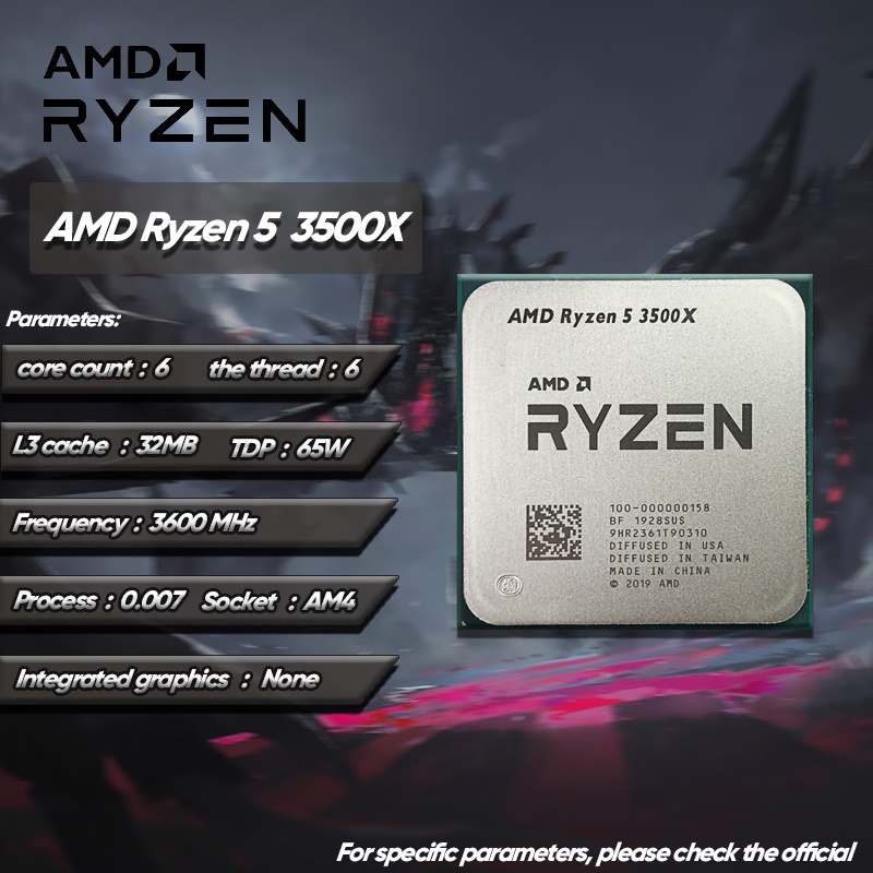 Amd Ryzen 5 3500x R5 3500x 3.6 GHz Gaming Zen 2 0.007 โปรเซสเซอร์ CPU หกแกน 65W L3 = 32m 100-000000158 ซ็อกเก็ต AM4