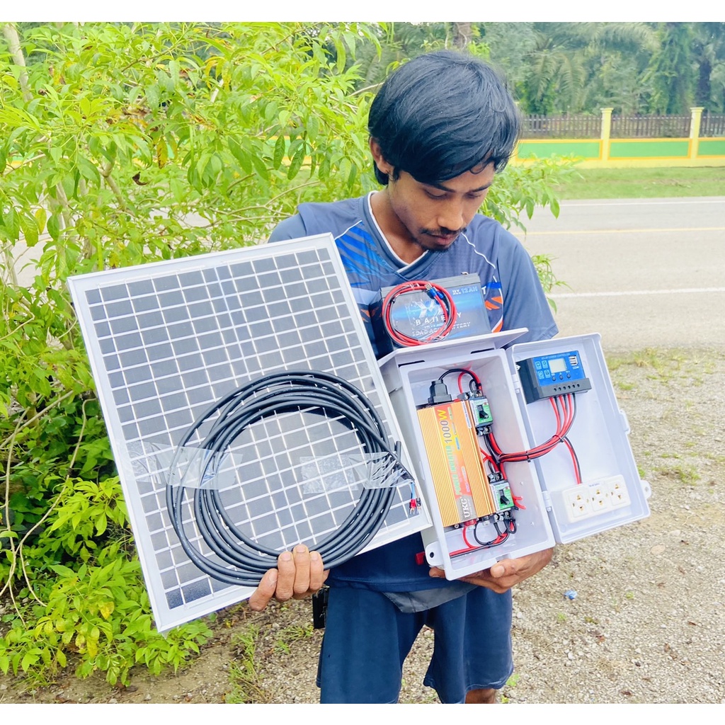 ชุดนอนนาชุดไฟบ้านสวน ชาร์จโซล่าเซลล์ 12Vและ 220V รุ่น1000W เปิดพัดลม ทีวี เครื่องมือช่าง หลอดไฟ ชาร์จมือถือ ชาร์จตะเกียง
