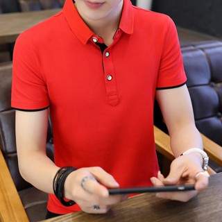 เสื้อโปโลแขนสั้น คอปก สไตล์เกาหลี และจีน แฟชั่นฤดูร้อน สําหรับผู้ชาย