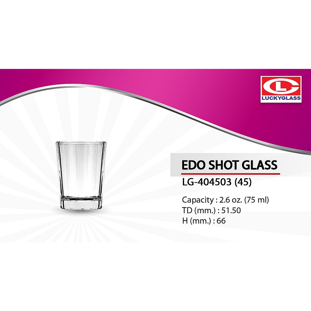Lucky Glass แก้วเป๊ก(12ใบ) 2.6 ออนส์(75ml) Edo Shot Glass LG-404503 ตราลักกี้