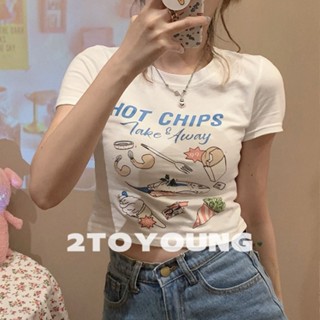 2TOYOUNG  เสื้อยืด เสื้อ เสื้อยืดผู้หญิง เซ็กซี่ แน่น Korean Style รุ่นใหม่ ins Chic A29J037 36Z230909