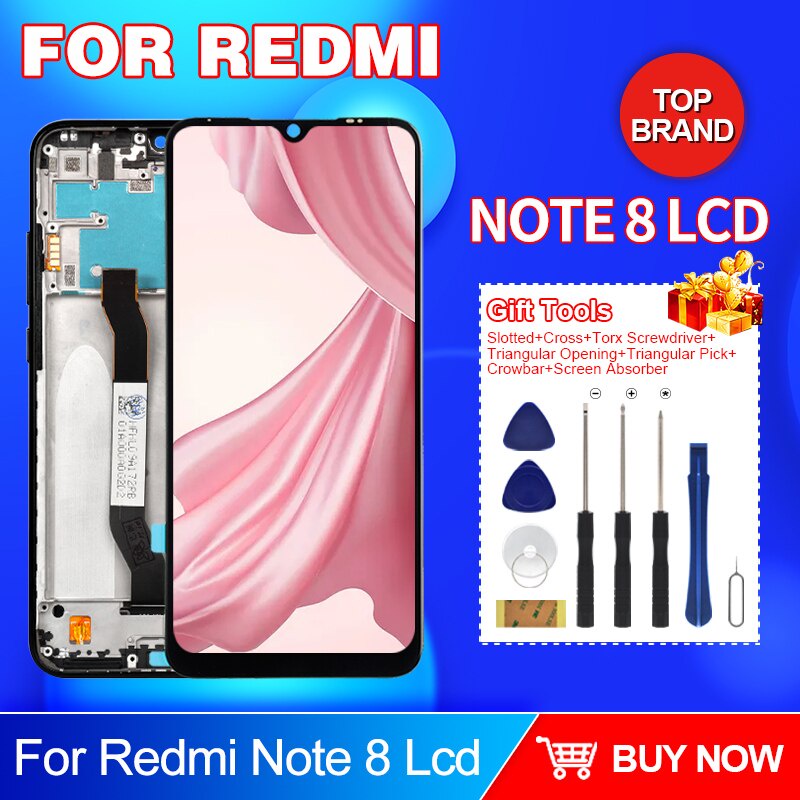 In stock  ขายร้อน 6.3 นิ้วสําหรับ Xiaomi Redmi หมายเหตุ 8 หน้าจอสัมผัสจอแสดงผล digitizer m1908c3jh m