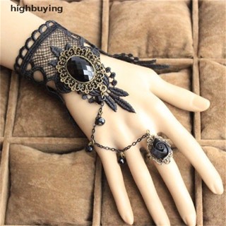 [highbuying] คุณภาพสูง สร้อยข้อมือลูกไม้ สีดํา โซ่มือ สายรัด ผู้หญิง สร้อยข้อมือโลหะ ใหม่ พร้อมส่ง