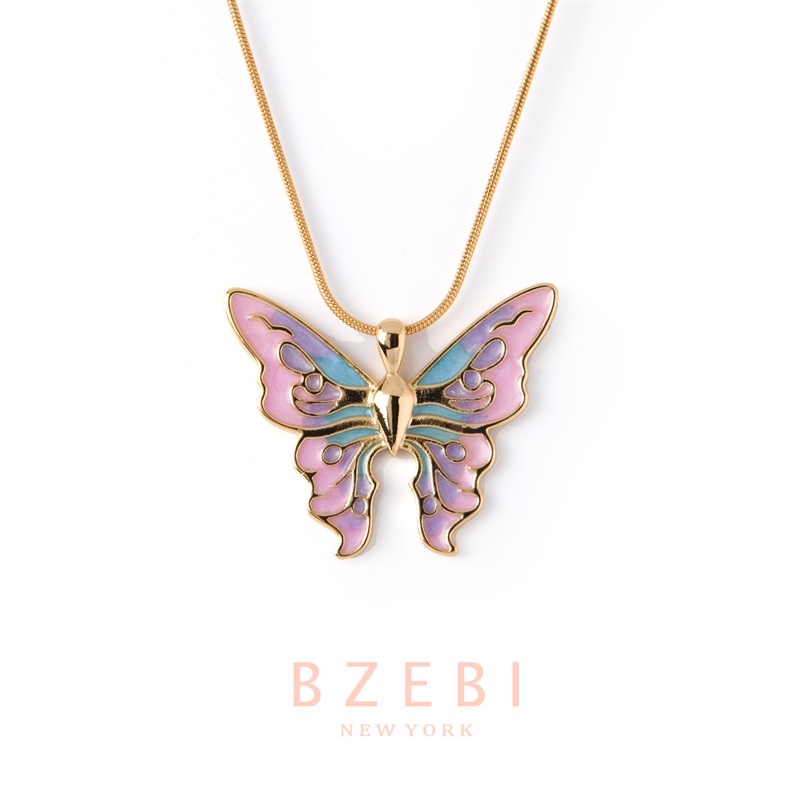 Bzebi สร้อยคอทอง 18K จี้ผีเสื้อ โซ่ ชุบทอง เครื่องประดับ ของขวัญ สําหรับผู้หญิง 35n