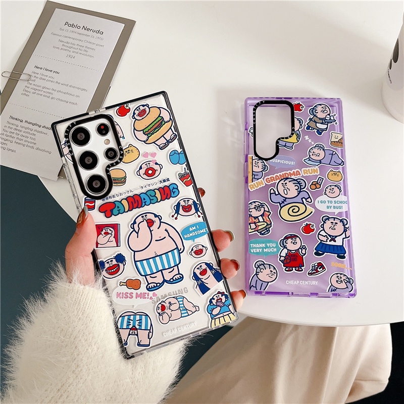 Samsung Galaxy S23 Ultra Plus S24 Ultra S21 S22 Ultra Plus S24+ เคสโทรศัพท์ CASETiFY ใหม่Grandma, วิ่งสติกเกอร์ประสิทธิภาพ INS สไตล์ TPU โปร่งใสกันกระแทกนุ่ม protec Cover