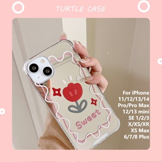 [พร้อมส่ง] ใหม่ เคสโทรศัพท์มือถือแบบกระจก กันกระแทก ลายดอกไม้ สําหรับ iPhone 14 13 12 11 PROMAX XS XR XSMAX SE2020 6 7 8PLUS MINI