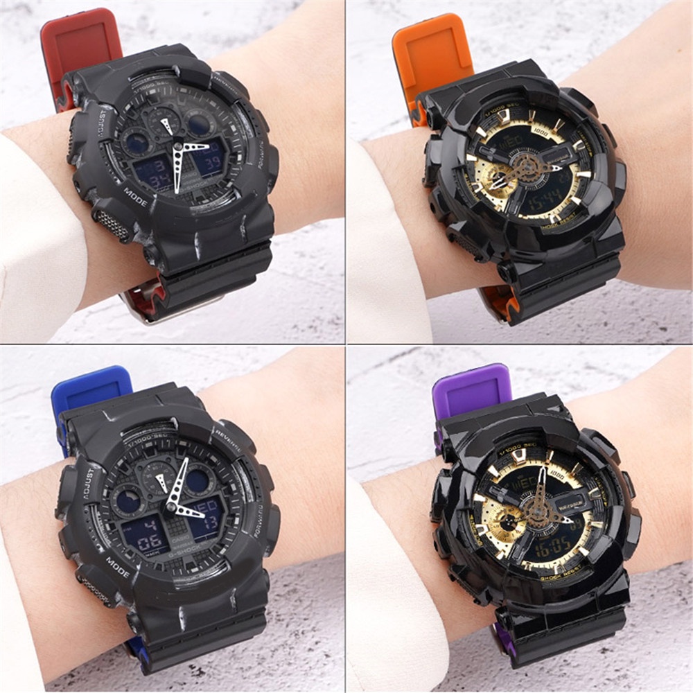 สายนาฬิกาข้อมือซิลิโคนเรซิ่น 16 มม. สองสี สําหรับ Casio G-Shock GA-100 110 120 140 150 300 400 700 GD-100 110 120 G-8900 GLS-100 GAC-100