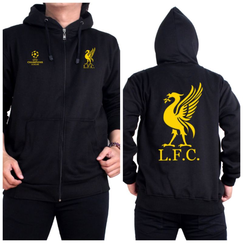 ขนาดใหญ่ธรรมดา ลิเวอร์พูล ซิปเสื้อกันหนาวหมวก//แจ็คเก็ตเสื้อกันหนาวหมวกขนแกะหนา/