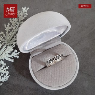 MT แหวนเงินแท้ สลักลายไทย งานรมดำ ไซส์: 55 Solid 925 Sterling Silver Ring (sr228) MT Jewelry มณีธารา