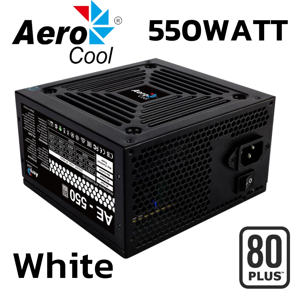 POWER SUPPLY (อุปกรณ์จ่ายไฟ) AEROCOOL AE550 - 550W 80 PLUS