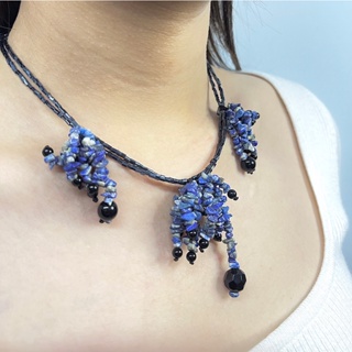 สร้อยหินLapis Choker สร้อยสายมู สร้อยผู้หญิง สร้อยหินนำโชค สร้อยเงินแท้925ไม่ลอกไม่ดำ