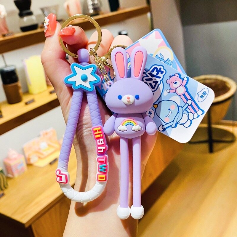 🐰พวงกุญแจ YS105 กระต่ายน่ารัก ขายาว สีรุ้ง ยืดหยุ่น เหมาะกับของขวัญ ห้อยกระเป๋า/ห้อยกุญแจ 🐰พร้อมส่ง🐰