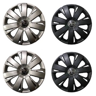 Wheel Cover ฝาครอบกระทะล้อ มี สีบรอนซ์ ขอบ R 14 15 16 นิ้ว ลาย Toyota ดุมกลางดำเงิน w7 (1 ชุด มี 4 ฝา)**ครบจบในร้านเดียว