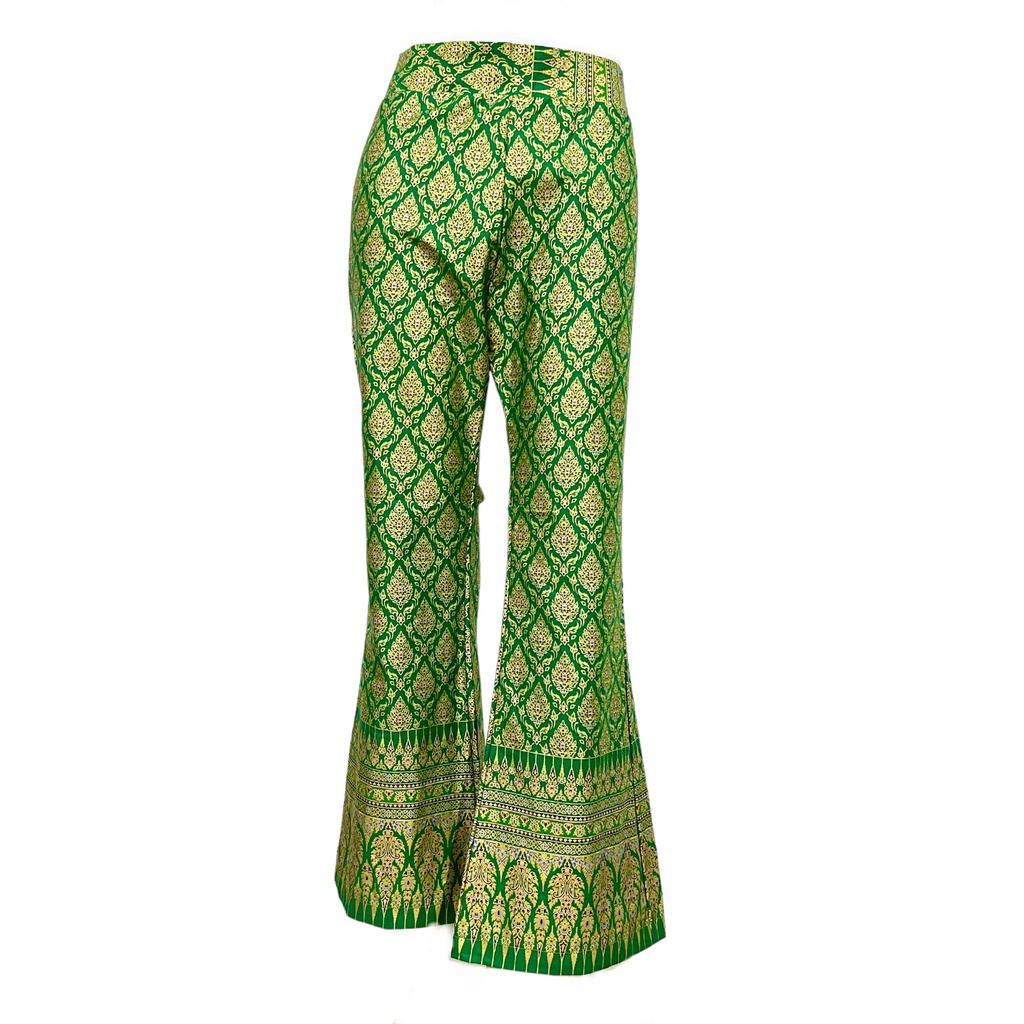 กางเกงขาม้าผ้าพิมพ์ทอง ผ้าเงาสวย