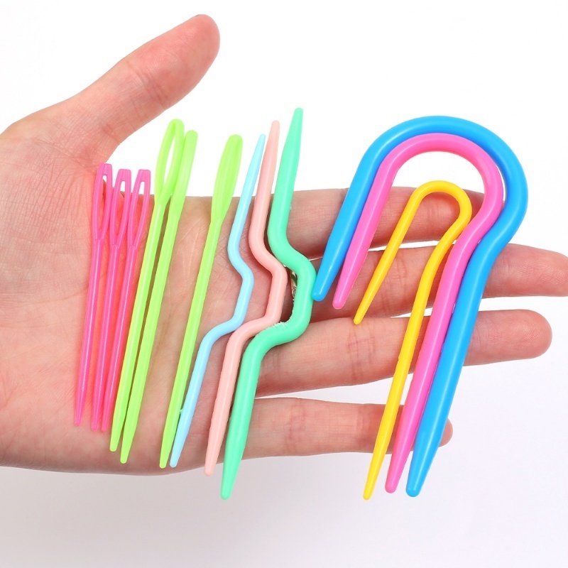 เข็มถักโครเชต์ พลาสติก ทรงโค้ง ขนาดใหญ่ สําหรับเย็บผ้าพันคอ DIY