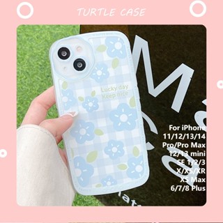 [พร้อมส่ง] เคสโทรศัพท์มือถือ ซิลิโคน ลายตารางหมากรุก ดอกไม้ สําหรับ iPhone 14 13 12 11 promax XS XR xsmax se2020 6 7 8plus mini