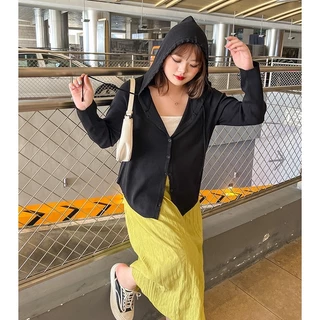 CiCi Plus+(3265)เสื้อไหมพรมแขนยาวมีฮู้ด กระดุมหน้า ใส่คลมหรือใส่เดี่ยวก็ปังมากสาวอวบอ้วน