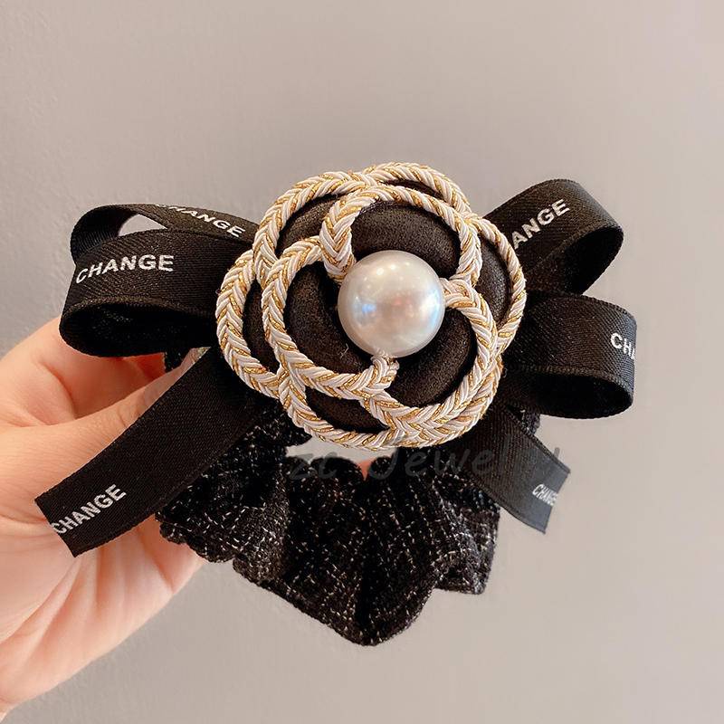 เวอร์ชั่นเกาหลีสไตล์ใหม่ Camellia Bow Scrunchy แหวน High-End หางม้า Tie เชือกหัว Classy Outing เครื่องประดับผมผู้หญิง