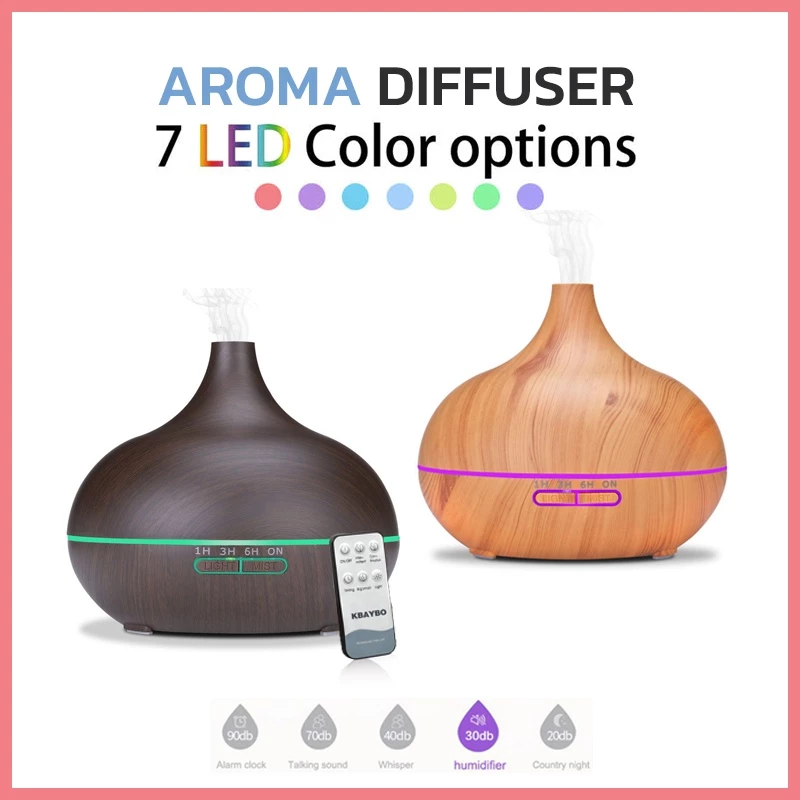 Aroma Diffuser 550ml เครื่องพ่นไอน้ำอโรม่า เพิ่มความชุ่มชื่นในอากาศ มี LED Light มีรีโมทควบคุม
