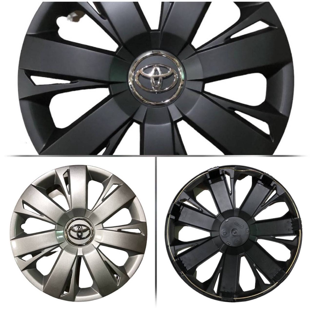 Wheel Cover ฝาครอบกระทะล้อ มี สีบรอนซ์ สีดำ ขอบ R 14 15 16 นิ้ว ลาย Toyota Logo w7 (1 ชุด มี 4 ฝา)