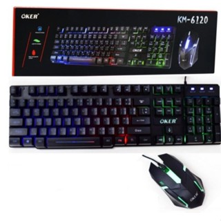 (2IN1) USB OKER  KM-6120  BLACK Keyboard Mouse Gaming Multimedia keyboard shortcuts