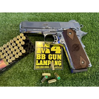 (โปร) แบลงค์กันKUZEY M1911 ลาย KIMBER สีเงินเงา 4นิ้ว + กริบG10