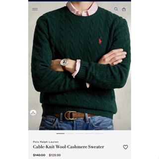 POLO RALPH LAUREN Cable-Knit Wool-Cashmere Sweater เสื้อสเวตเตอร์ กันหนาว ผู้ชาย โปโล ราล์ฟลอเรน