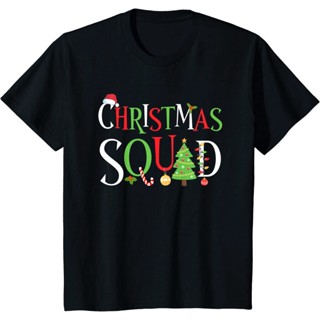 Christmas เสื้อยืดคู่รัก พิมพ์ลายคริสต์มาส Squad Family Pjs สําหรับครอบครัวเสื้อยืดสีขาว