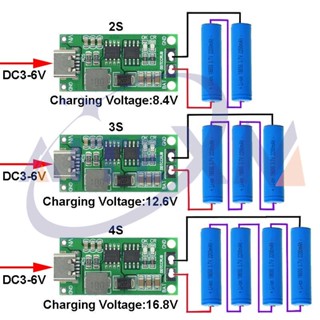 อุปกรณ์ชาร์จแบตเตอรี่ลิเธียม โพลิเมอร์ 2S 3S 4S Type-C เป็น 8.4V 12.6V 16.8V 7.4V 11.1V 14.8V 18650