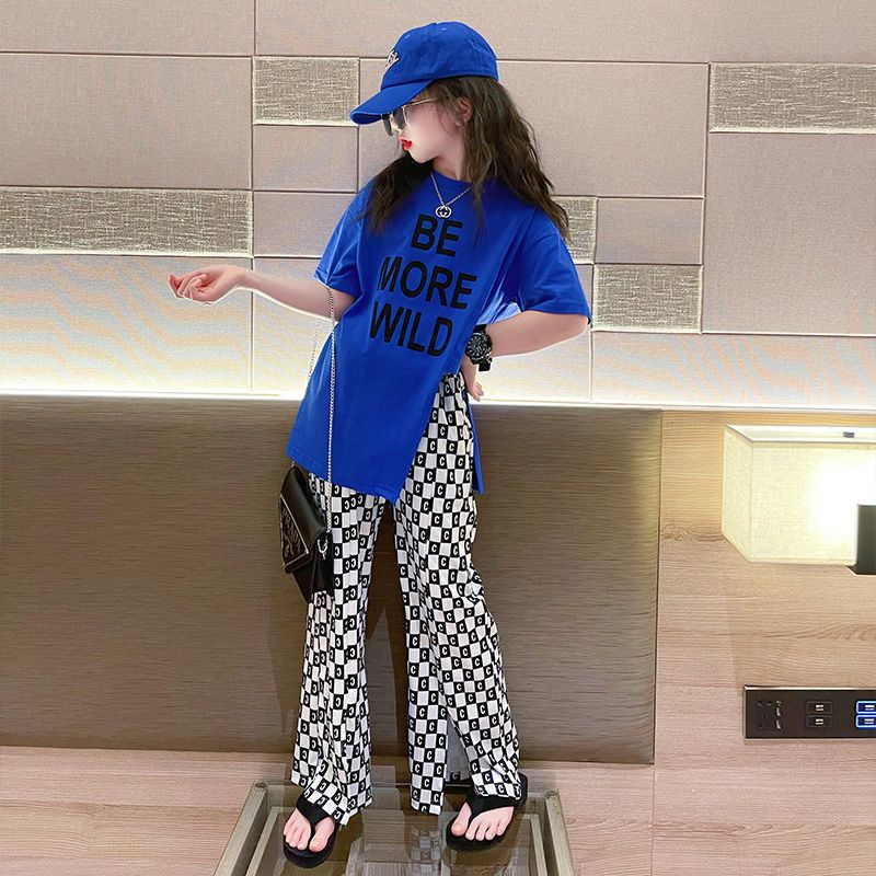 [Y D]222 พร้อมส่ง ชุดเช็คสไตล์เกาหลีเด็กผู้หญิง เสื้อแขนสั้น+กางเกงขายาว