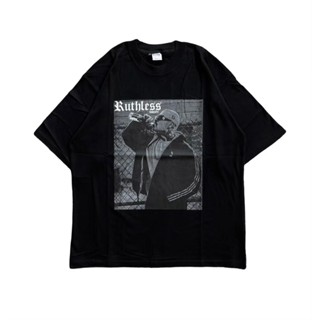 เสื้อยืด แขนสั้น ลาย RUTHLESS SOECITY OVERSIZE สีดํา