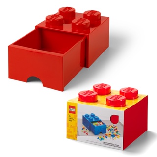 LEGO Storage Drawer Brick 4 Red กล่องเลโก้ มีลิ้นชัก กล่องอเนกประสงค์ สีแดง 25x25x18 cm