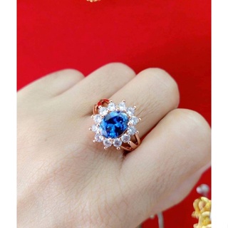 แหวนไพลินสีน้ำเงิน#แหวนไพลินเพชรล้อม