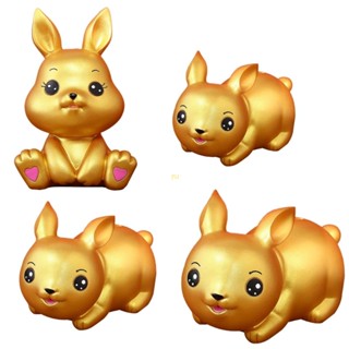Yu กระปุกออมสินไวนิล ลายการ์ตูนกระต่ายปีใหม่จีนน่ารัก สีทอง 2023