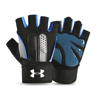 Under Armour ถุงมือกีฬา ผู้ชาย ผู้หญิง ยิม ครึ่งนิ้ว อุปกรณ์ฝึกดัมเบล สายรัดข้อมือ กันลื่น ระบายอากาศ