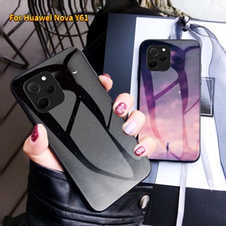 เคสโทรศัพท์มือถือกระจกนิรภัย TPU นิ่ม ป้องกันรอยขีดข่วน ใส่สบาย บาง ลายท้องฟ้ากลางคืน สําหรับ Huawei Nova Y61 Y 61 NovaY61