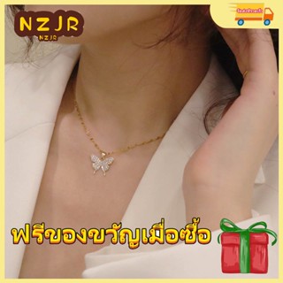 ※NZJR※ สร้อยคอ จี้โบว์ ประดับเพชร โลหะผสม สไตล์ฮิปฮอป หรูหรา แฟชั่นสําหรับผู้หญิง