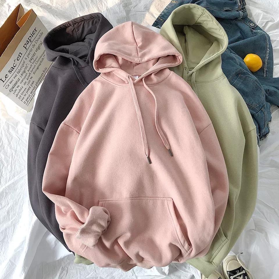 PLAIN SWETER HOODIE UNISEX WOMEN NATRUAL HOODIE OVERSIZE